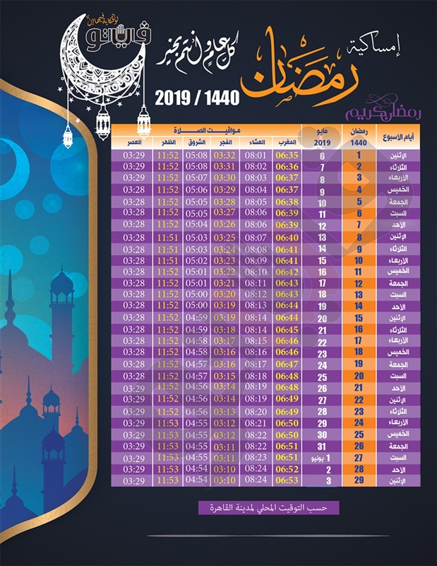 صور لامساكية رمضانية بتوقيت مصر , امساكية رمضان 2024 مصر