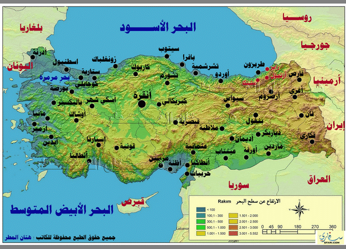 تعرف الى موقع ومناخ جمهورية تركيا , خريطة تركيا بالعربي